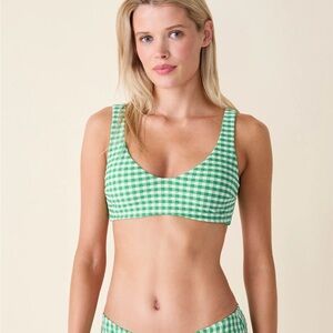 Andie Delray Green Gingham Bikini Top, size med